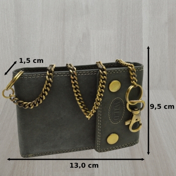 German Design Vollleder Herrenbörse Wild mit Hosenkette und Druckverschluss